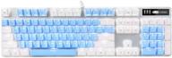 🖥️ улучшенная игровая механическая клавиатура magegee 2021 года с синим переключателем, 104 белыми подсвечиваемыми клавишами, usb проводная компьютерная клавиатура для ноутбука, настольного компьютера, пк-игроков (белая и синяя) логотип