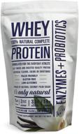 🥛 whey protein powder with probiotics & enzymes – gluten-free, keto-friendly | low glycemic, low carb, low sugar vanilla: ideal for weight loss and muscle building; say goodbye to stomach upset! logo