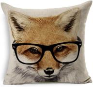 🦊 oebtrol the lovely animal fashion fox pillow case - decorative linen blend cushion cover for sofa - 18" x 18 логотип