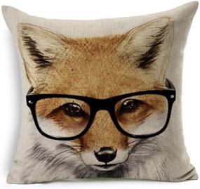 img 2 attached to 🦊 OebTrol The Lovely Animal Fashion Fox Pillow Case - Decorative Linen Blend Cushion Cover for Sofa - 18" x 18