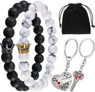 gejoy couples bracelets and keychains for long distance lovers and friends - unlock your heart with beads logo
