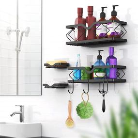 img 3 attached to 🚿 Kadolina 2-Pack Rustproof Stainless Steel Shower Caddy Set - Adhesive Shower Organizer with Soap Dish Holders - Bathroom Storage Shelves Basket - No Drilling Shower Rack for Inside Shower (Black)