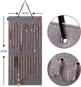 img 3 attached to Versatile Gray Necklace Holder: Wall Mounted Jewelry Organizer with 24 Hooks for Women and Girls - Stylish and Space-Saving Solution (1 Pack)