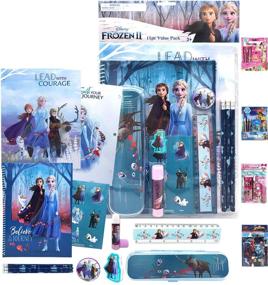 img 4 attached to ❄️ Disney Frozen 2 Deluxe School Stationery Gifts Set for Kids Girls - Pencils, Eraser, Notebook, Pencil Case, Ruler, Folders and More