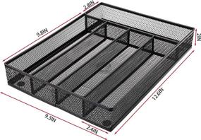 img 2 attached to 🍴 Cedilis 5-компартментный металлический поднос для столовых приборов - органайзер для кухонного ящика с посудом - сервировочный поднос из коллекции Mesh - идеальное решение для ножей, ложек, вилок - черный цвет с 4 пенными ножками.