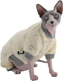 img 4 attached to Sphynx Cat Winter Wear: Cozy Cotton Hoodie Jumpsuit for 🐱 Warmth & Style, Perfect Pajamas for Hairless Cats and Small Dogs