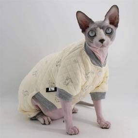 img 3 attached to Sphynx Cat Winter Wear: Cozy Cotton Hoodie Jumpsuit for 🐱 Warmth & Style, Perfect Pajamas for Hairless Cats and Small Dogs