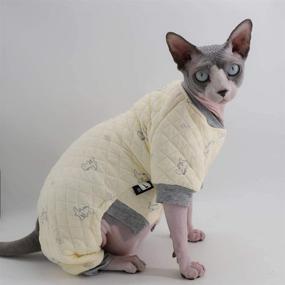 img 1 attached to Sphynx Cat Winter Wear: Cozy Cotton Hoodie Jumpsuit for 🐱 Warmth & Style, Perfect Pajamas for Hairless Cats and Small Dogs