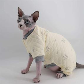 img 2 attached to Sphynx Cat Winter Wear: Cozy Cotton Hoodie Jumpsuit for 🐱 Warmth & Style, Perfect Pajamas for Hairless Cats and Small Dogs