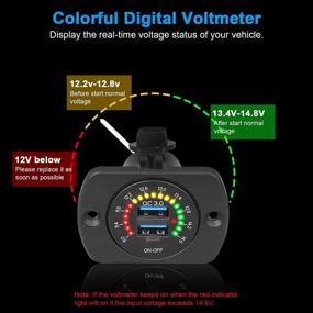 img 2 attached to 🔌 Enhanced Quick Charge 3.0 Dual USB Charger Socket Panel: Waterproof Power Outlet with LED Digital Voltmeter for 12V Car Boat Marine ATV Bus Truck