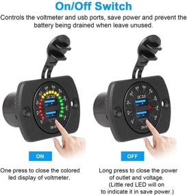 img 1 attached to 🔌 Enhanced Quick Charge 3.0 Dual USB Charger Socket Panel: Waterproof Power Outlet with LED Digital Voltmeter for 12V Car Boat Marine ATV Bus Truck