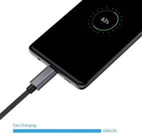 img 2 attached to Кабель nonda USB C к USB C (2 шт.) 6,6 фута - 60 Вт/3А, USB Type C PD Быстрая зарядка косичкой из нейлона для MacBook Pro 2020, iPad Pro 2020, Samsung Galaxy S20, Switch и других зарядных устройств USB C