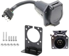 img 4 attached to 🚗 HOB4U 4-плоский круглый переходник для прицепа на 7 контактов: надежное решение для буксировки