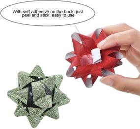 img 1 attached to 🎁 130-Piece Metallic Self-Adhesive Gift Wrap Bows for Christmas Presents Decoration (Glitter Color)