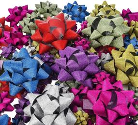 img 4 attached to 🎁 130-Piece Metallic Self-Adhesive Gift Wrap Bows for Christmas Presents Decoration (Glitter Color)