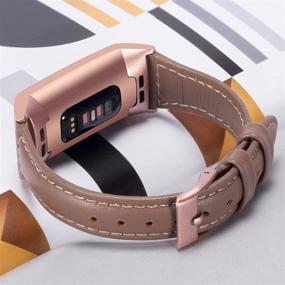 img 3 attached to 🌹 Wearlizer Slim Leather Replacement Band for Fitbit Charge 3/4 - Special Edition Rose Gold Strap, Compatible with Fitbit Charge hr 3/4 Bands, Suitable for Women and Men - Tan