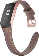 🌹 wearlizer slim leather replacement band for fitbit charge 3/4 - special edition rose gold strap, compatible with fitbit charge hr 3/4 bands, suitable for women and men - tan logo