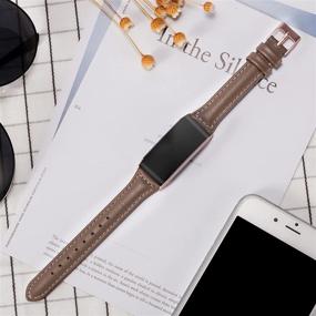 img 2 attached to 🌹 Wearlizer Slim Leather Replacement Band for Fitbit Charge 3/4 - Special Edition Rose Gold Strap, Compatible with Fitbit Charge hr 3/4 Bands, Suitable for Women and Men - Tan