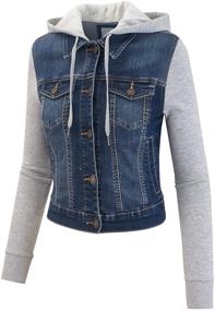 img 2 attached to Stylish and Comfy: FashionMille Junior Trucker Sleeve FWJ1064 D DENIM L Women's Clothing