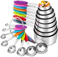 versatile 16-piece stainless steel measuring cups and spoons set with colored silicone handles for dry and liquid ingredients by wktfobm logo