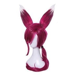 img 2 attached to 🎮 Game-Ready Unisex Red and White Long Wig with Unique Styling for Cosplay