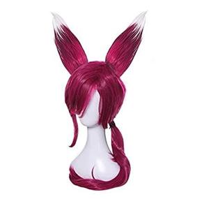 img 4 attached to 🎮 Game-Ready Unisex Red and White Long Wig with Unique Styling for Cosplay