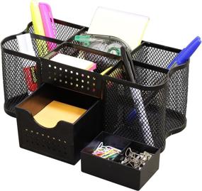 img 1 attached to 🖤 Black Desk Supplies Organizer Caddy by DecoBros