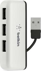 img 1 attached to 🔌 Optimized White Belkin Travel Hub with Built-In Cable Management, Featuring 4 High-Speed USB 2.0 Ports