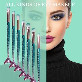 img 1 attached to 🧜 Mermaid Makeup Brush Set with Citicolor Chubby Fish Foundation Brush - 11pcs Soft Nylon Bristles for Beauty Make Up"