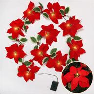 🎄 recutms christmas garland with lights - festive poinsettia & holly decor for fireplace, staircase, and tree logo