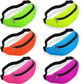 img 4 attached to 🎉 Neon Bachelorette Fanny Pack Set: 6-Piece 80s Party Waist Bag Collection in Vibrant Shades (Purple, Blue, Green, Rose, Orange, Yellow) - Adjustable Waist