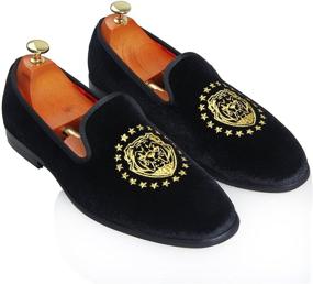 img 2 attached to Vintage Embroidered ELANROMAN Smoking Loafers for Men