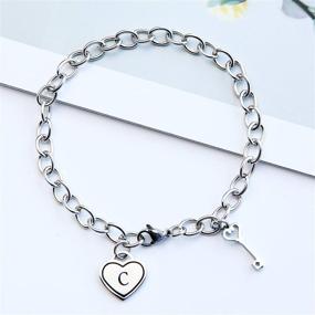 img 2 attached to 💖 TOWSIX Stainless Steel Heart Engraved Letters Bracelet - Alphabet Personalized Name Bracelet for Women & Teen Girls | Initial Charm Jewelry Gift