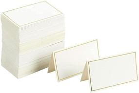 img 4 attached to 🎉 100 Pack of Place Cards with Elegant Gold Foil Border for Weddings, Banquets, Events - 2 x 3.5 Inches