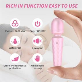 img 3 attached to 💆 Mini Wand Massager for Women - 10 Vibration Modes, Waterproof & Rechargeable - Relieves Muscle Tension