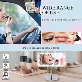 img 1 attached to Car Vanity Visor Mirror with LED Light & USB Rechargeable 🚘 Lithium Battery - Intelligent Dimming & Portable Makeup Mirror for Women (White)