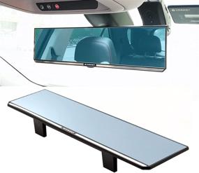 img 4 attached to 🚘 Anti-Glare Car Rearview Mirror – Wide Angle – Blue Tint – Universal Clip-On – Flat Design – Ideal for Car, SUV, Truck – Blue (11.8” L x 3.1“ H) by KITBEST