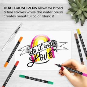 img 2 attached to 🖋️ Versatile 13-Pack Calligraphy Pen Set: Black & Color Dual Brush Pens for Beginners - Ideal for Hand Lettering, Watercolor Illustrations, and Journaling