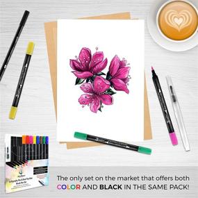 img 1 attached to 🖋️ Versatile 13-Pack Calligraphy Pen Set: Black & Color Dual Brush Pens for Beginners - Ideal for Hand Lettering, Watercolor Illustrations, and Journaling