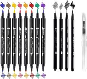 img 4 attached to 🖋️ Versatile 13-Pack Calligraphy Pen Set: Black & Color Dual Brush Pens for Beginners - Ideal for Hand Lettering, Watercolor Illustrations, and Journaling