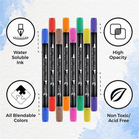 img 3 attached to 🖋️ Versatile 13-Pack Calligraphy Pen Set: Black & Color Dual Brush Pens for Beginners - Ideal for Hand Lettering, Watercolor Illustrations, and Journaling