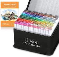 ✏️ lineon 172 colors alcohol based dual tip art markers set: unleash creativity with 171+1 blender pens, marker pad & carrying case. ideal for kids, adults, artists: coloring, drawing, sketching & card making logo