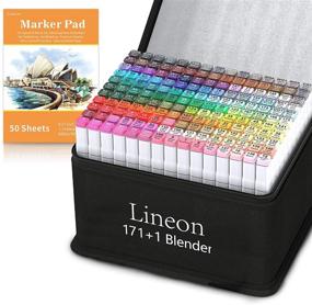 img 4 attached to ✏️ Lineon 172 Colors Alcohol Based Dual Tip Art Markers Set: Unleash Creativity with 171+1 Blender Pens, Marker Pad & Carrying Case. Ideal for Kids, Adults, Artists: Coloring, Drawing, Sketching & Card Making