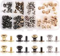 swpeet 48sets 4 colors 8x10x10mm chicago screws: button stud slotted screws for leather craft repairs & diy decoration logo