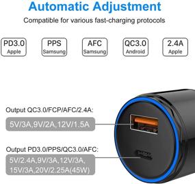 img 3 attached to Super Fast Type C Car Charger [63W] with Metal Adaptive 45W PPS/PD&QC3.0 USB C Car Adapter and 3.3ft USB C Cable - Fast Charging for Samsung S21/S20 Ultra/Note 20/10 Plus, iPad Pro/Air, Macbook Laptops