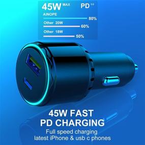 img 1 attached to Super Fast Type C Car Charger [63W] with Metal Adaptive 45W PPS/PD&QC3.0 USB C Car Adapter and 3.3ft USB C Cable - Fast Charging for Samsung S21/S20 Ultra/Note 20/10 Plus, iPad Pro/Air, Macbook Laptops