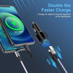 img 2 attached to Super Fast Type C Car Charger [63W] with Metal Adaptive 45W PPS/PD&QC3.0 USB C Car Adapter and 3.3ft USB C Cable - Fast Charging for Samsung S21/S20 Ultra/Note 20/10 Plus, iPad Pro/Air, Macbook Laptops