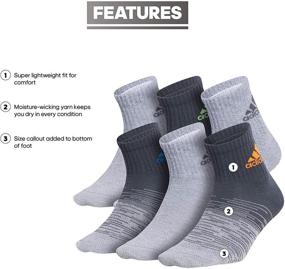 img 3 attached to 🧦 Носки для детей adidas Kids' Superlite Quarter (6 пар) - для мальчиков/девочек