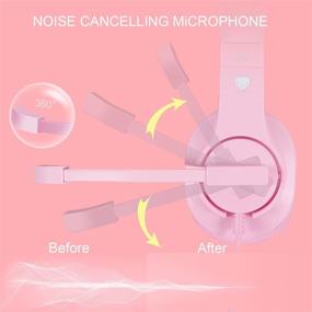 img 2 attached to Multiplatform Gaming Headset for PS5, PS4, Xbox, PC - Pink Kids Headphones with Mic for School Supplies - Wired Pink Headphones for Girls - Headset with Microphone - Pink Gaming Headset