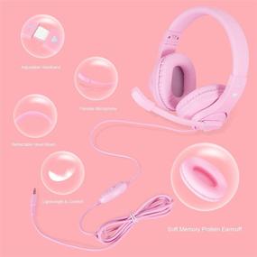 img 1 attached to Multiplatform Gaming Headset for PS5, PS4, Xbox, PC - Pink Kids Headphones with Mic for School Supplies - Wired Pink Headphones for Girls - Headset with Microphone - Pink Gaming Headset